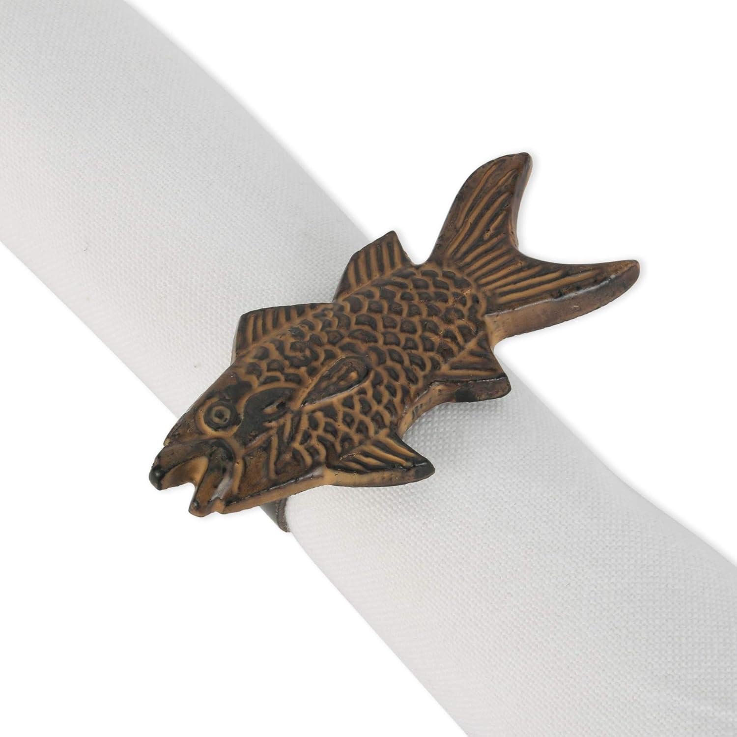 imageDII Decorative Unique Novelty Napkin Ring Set Gold Pineapple 6 CountFish