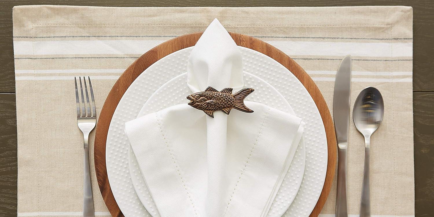 imageDII Decorative Unique Novelty Napkin Ring Set Gold Pineapple 6 CountFish