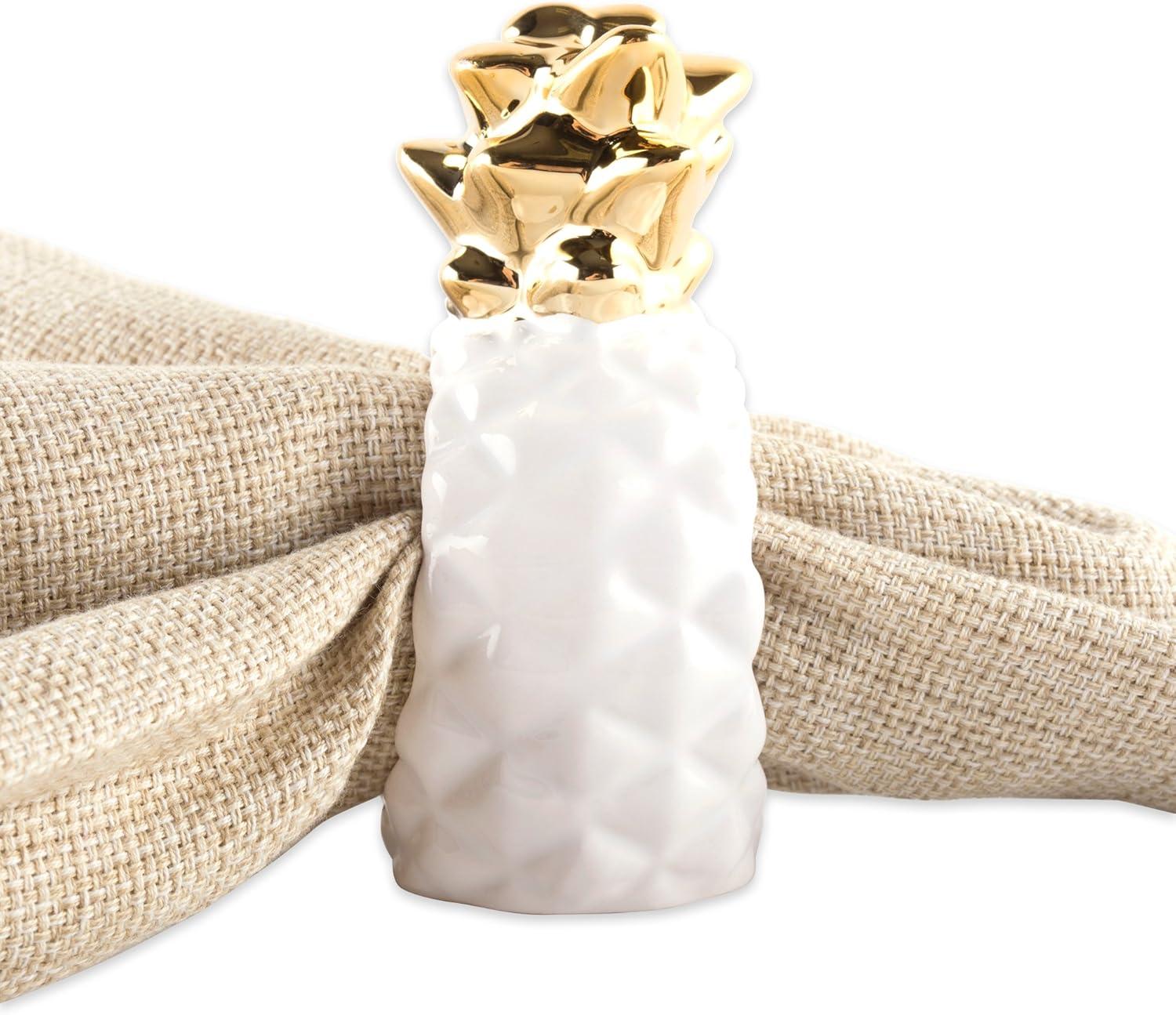 imageDII Decorative Unique Novelty Napkin Ring Set Gold Pineapple 6 CountGold Pineapple