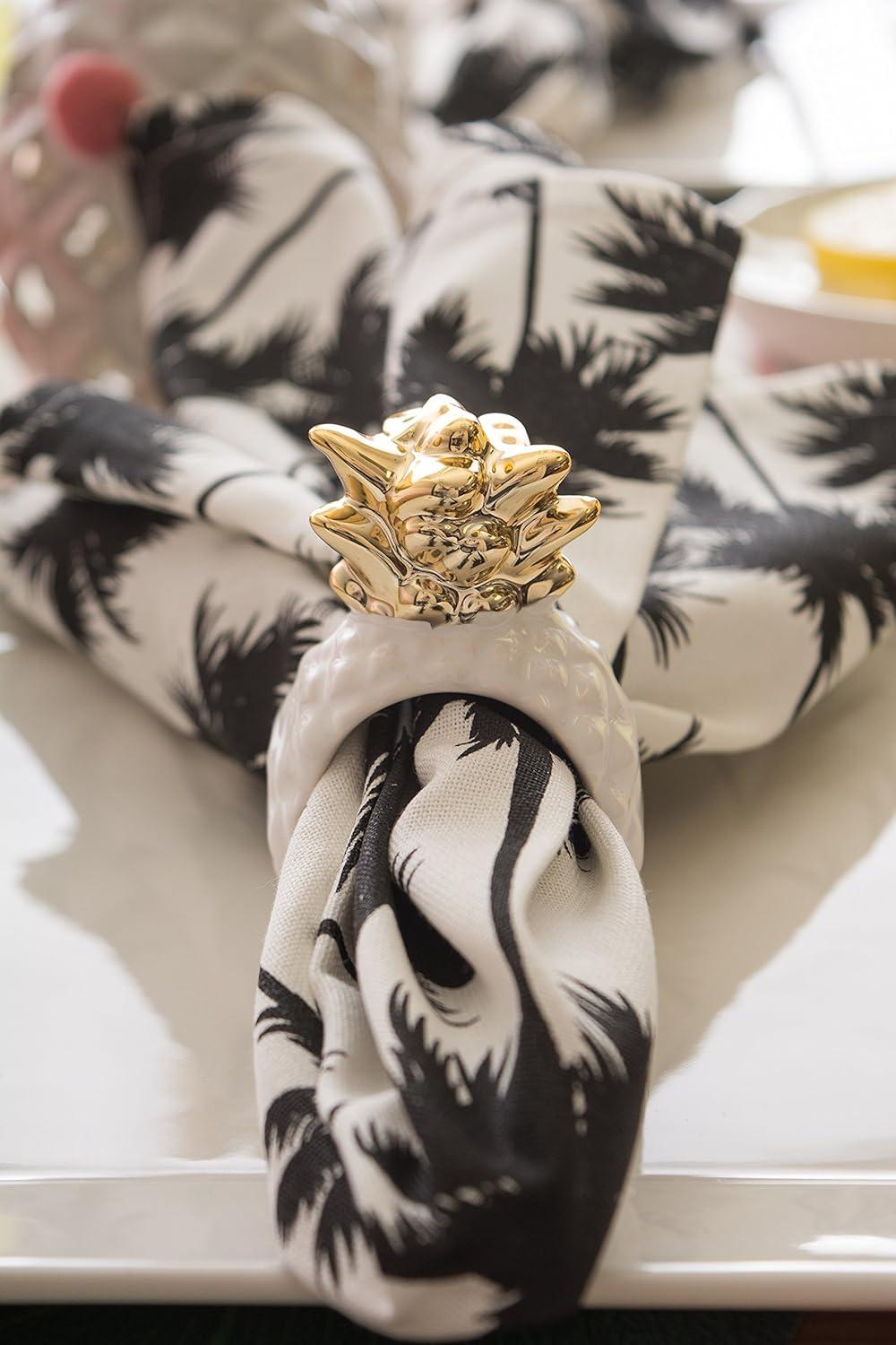 imageDII Decorative Unique Novelty Napkin Ring Set Gold Pineapple 6 CountGold Pineapple