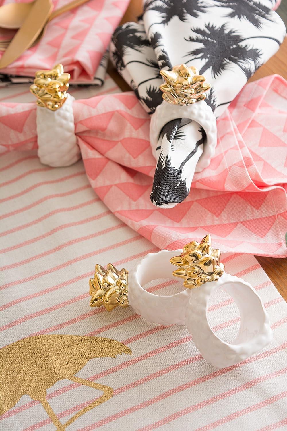 imageDII Decorative Unique Novelty Napkin Ring Set Gold Pineapple 6 CountGold Pineapple