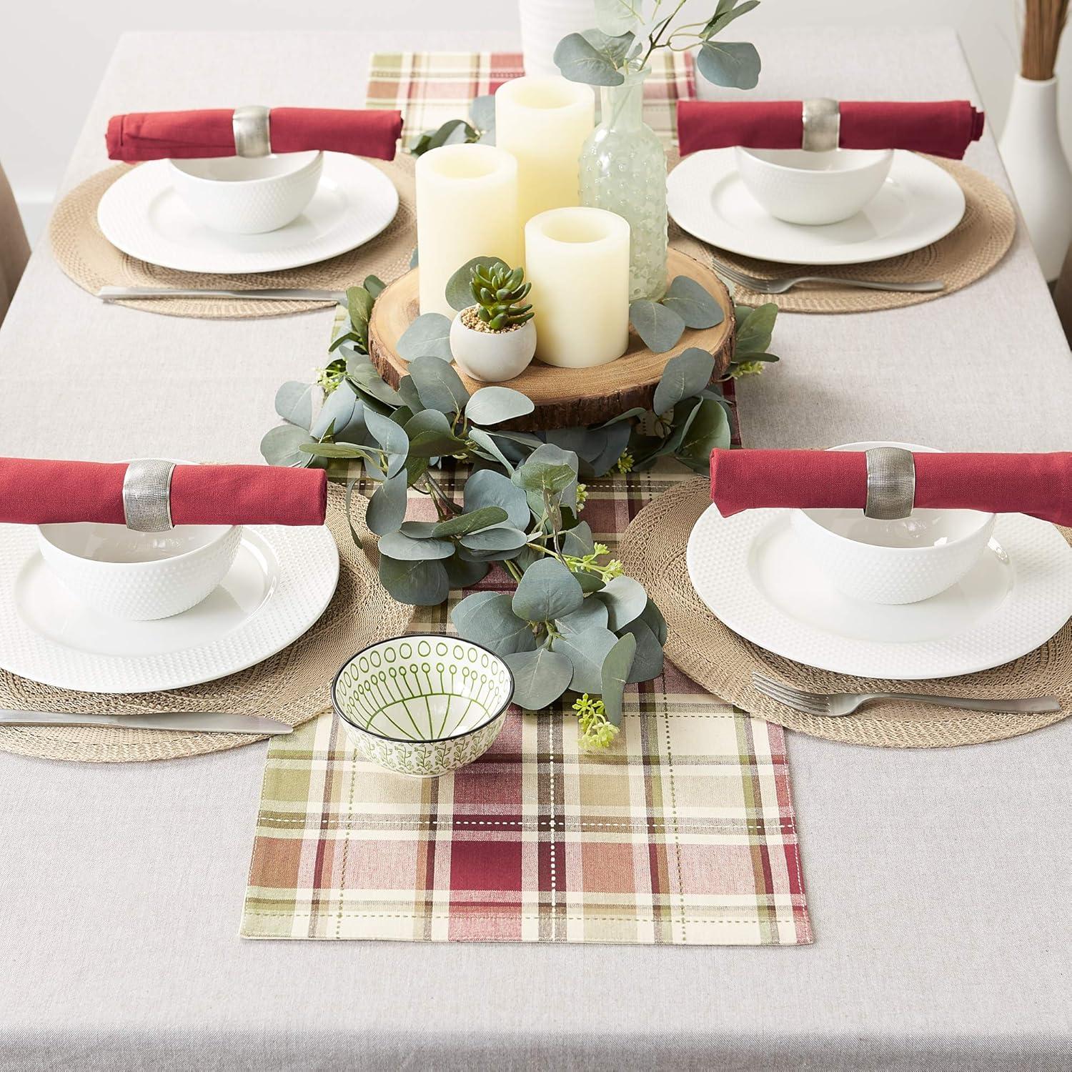 imageDII Fall ampamp Thanksgiving Dining Table Dcor Reusable Cotton Fabric Table Runner 13x36 Rustic Homespun PlaidTable Runner  13x72