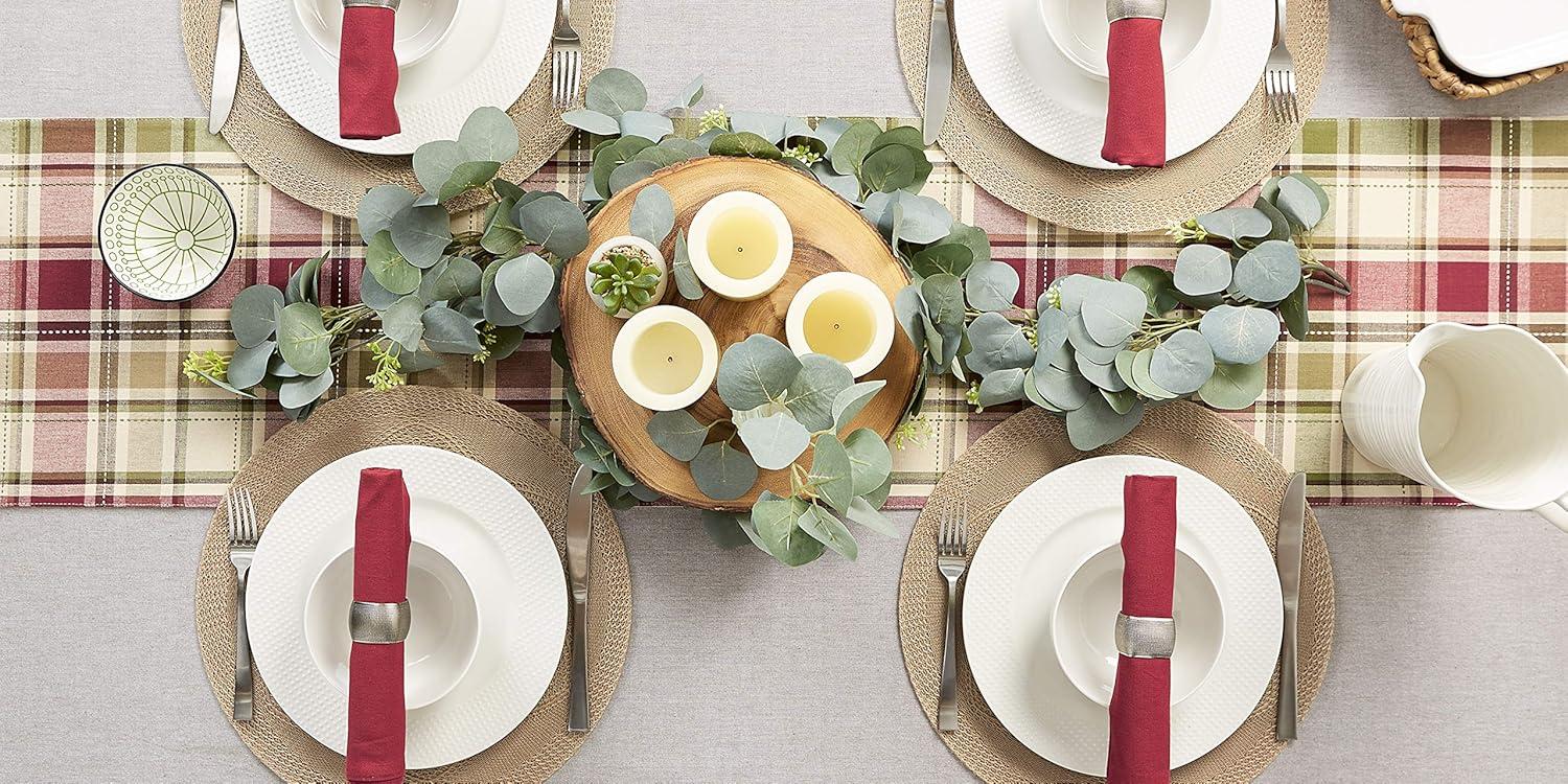 imageDII Fall ampamp Thanksgiving Dining Table Dcor Reusable Cotton Fabric Table Runner 13x36 Rustic Homespun PlaidTable Runner  13x72