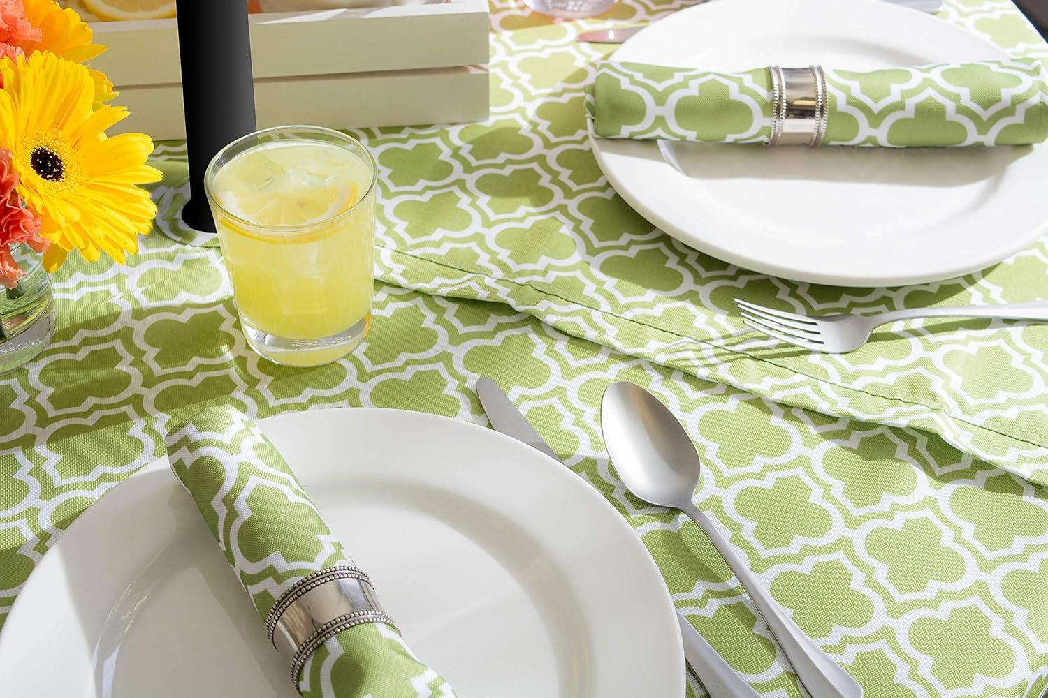 imageDII Green Lattice Outdoor Tabletop Collection Stain Resistant ampamp Waterproof 60quot Round wZipper Green60 in round wZipper