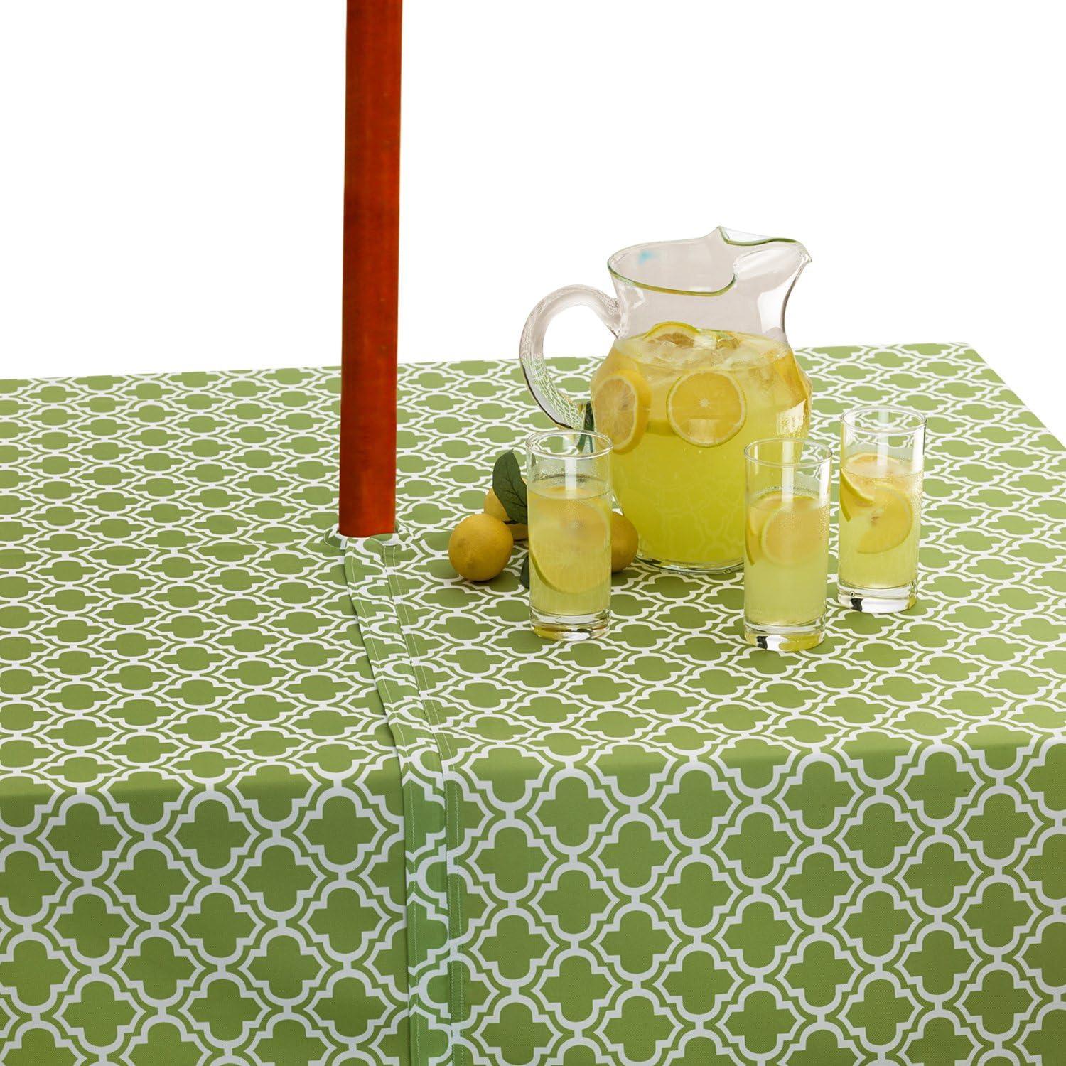 imageDII Green Lattice Outdoor Tabletop Collection Stain Resistant ampamp Waterproof 60quot Round wZipper Green60 x 120 in wZipper