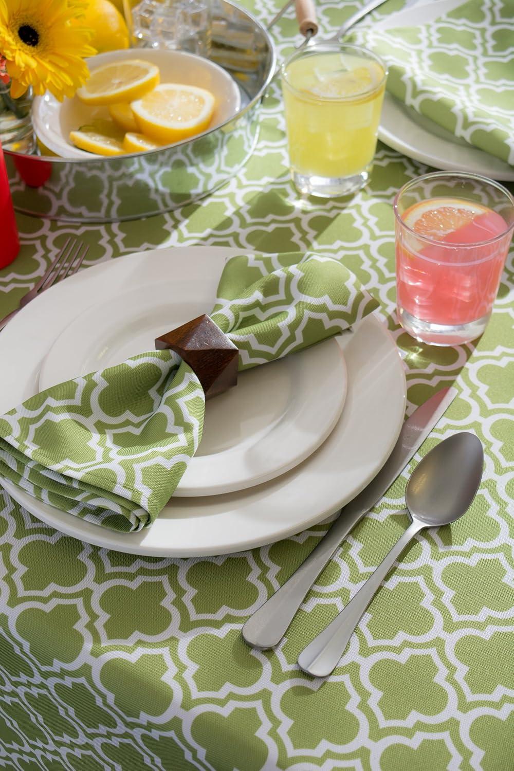 imageDII Green Lattice Outdoor Tabletop Collection Stain Resistant ampamp Waterproof 60quot Round wZipper Green84 x 60 Rectangular