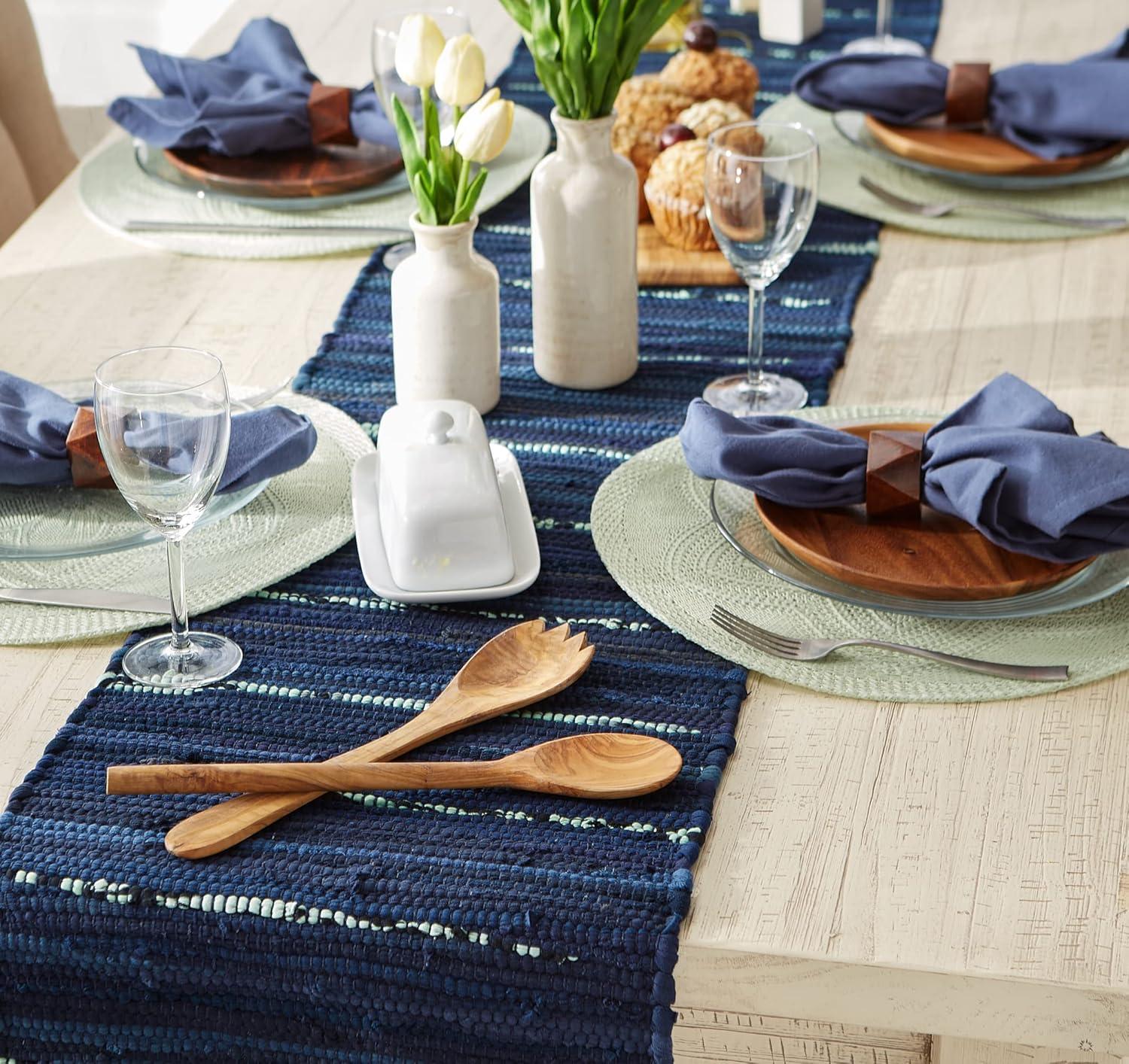 imageDII Handmade Chindi Tabletop Reversible and Machine Washable Placemat Set 13x19 NaturalBlue