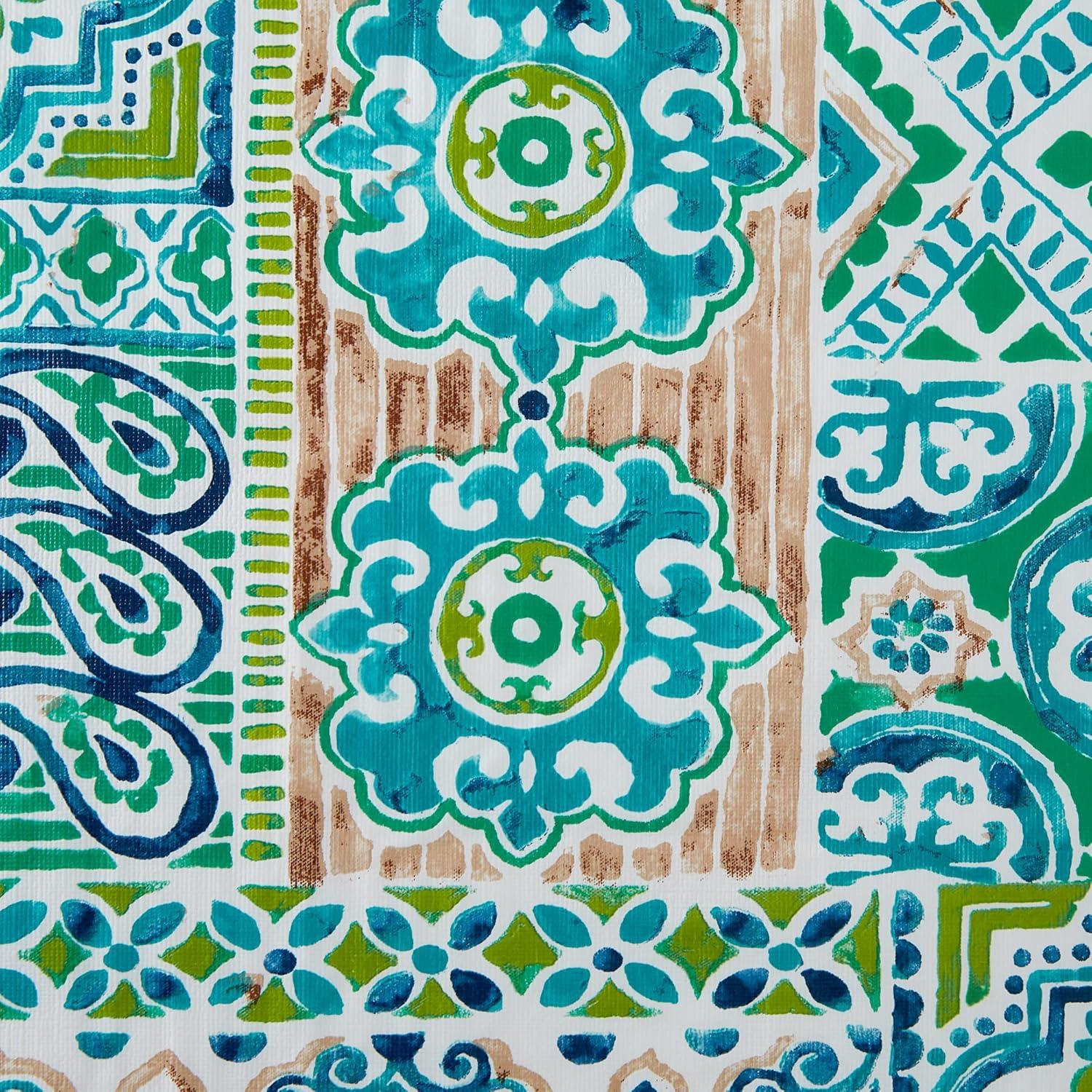 imageDII Spanish Tile Print Collection Vinyl MultiUse Flannel Backed Tablecloth Rectangle 60x84 Spanish TileSpanish Tile