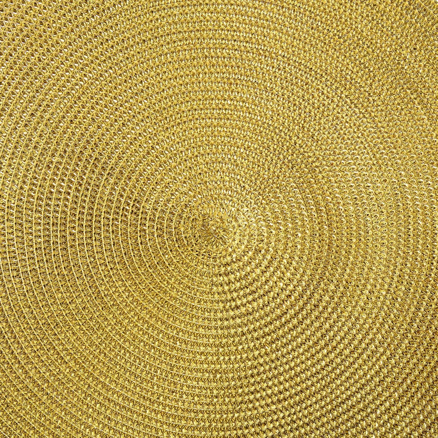 imageDII Woven Placemats Collection Metallic Round Placemat Set 15quot Champagne 4 PieceGold