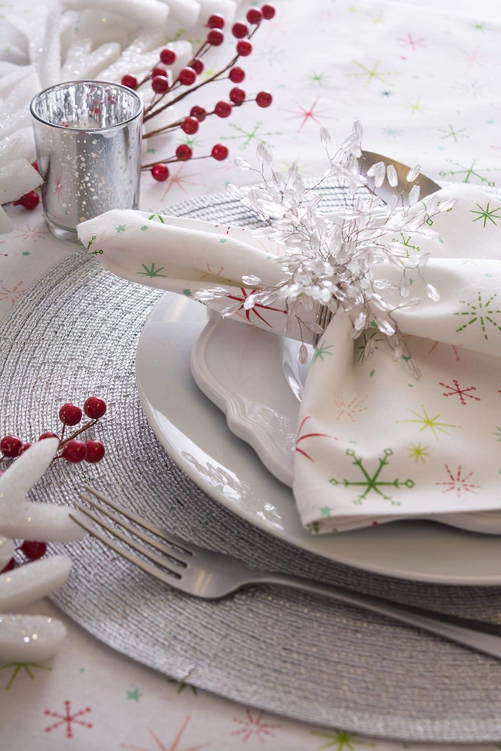 imageDII Woven Placemats Collection Metallic Round Placemat Set 15quot Champagne 4 PiecePlatinum Silver