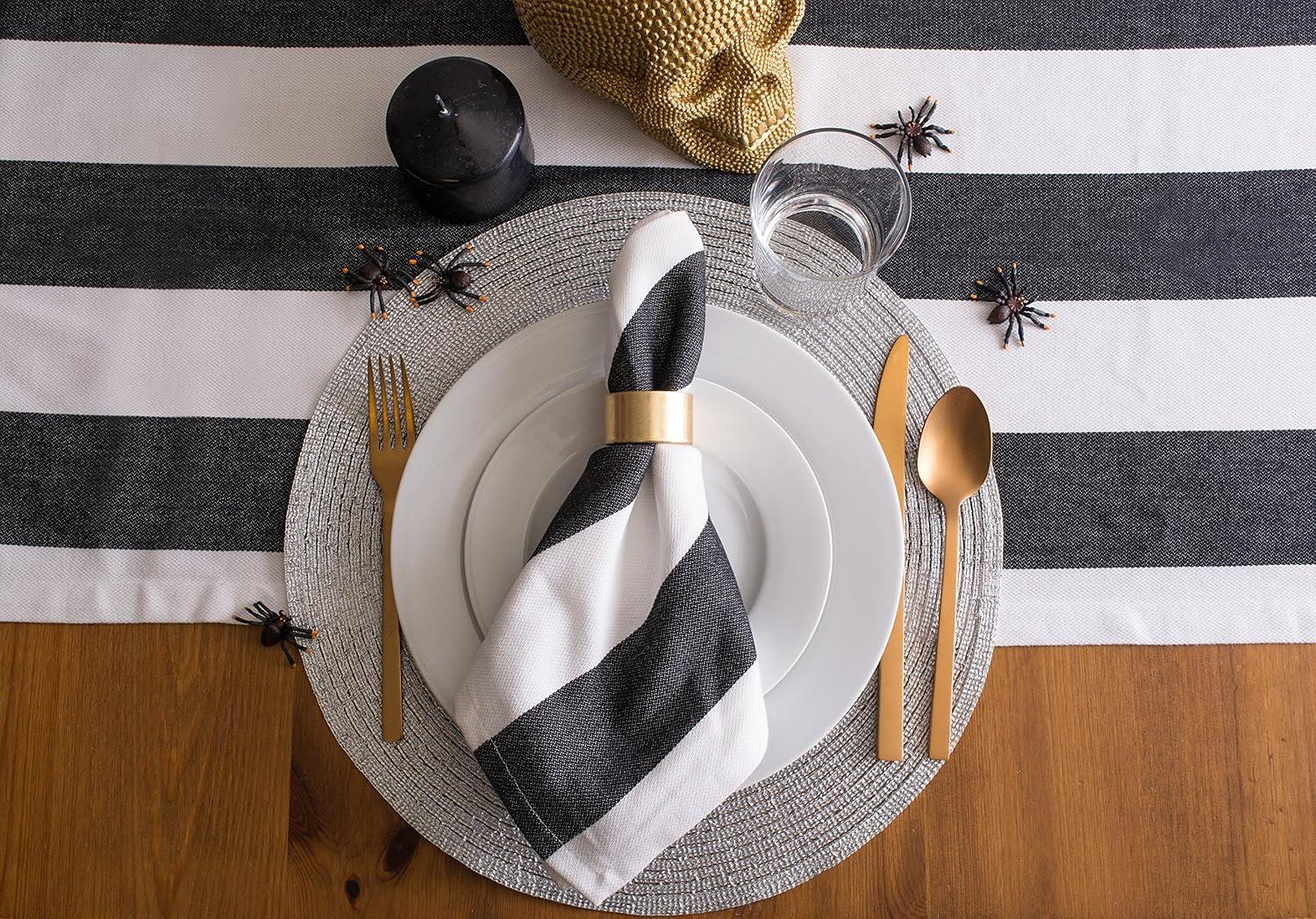 imageDII Woven Placemats Collection Metallic Round Placemat Set 15quot Champagne 4 PiecePlatinum Silver