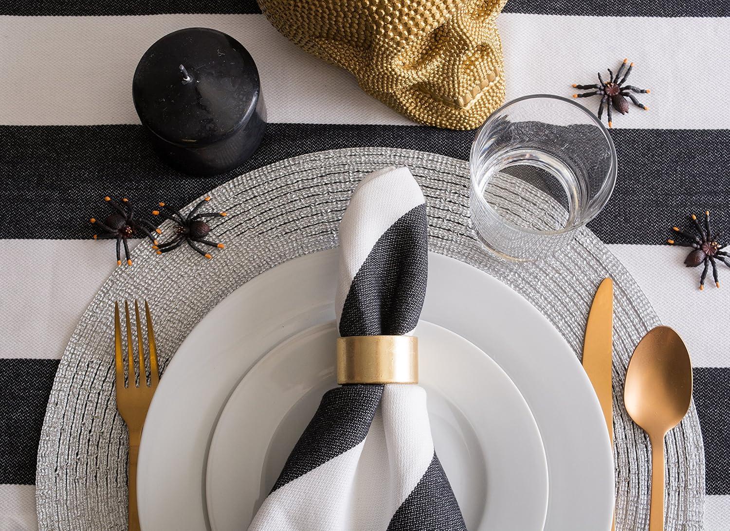 imageDII Woven Placemats Collection Metallic Round Placemat Set 15quot Champagne 4 PiecePlatinum Silver