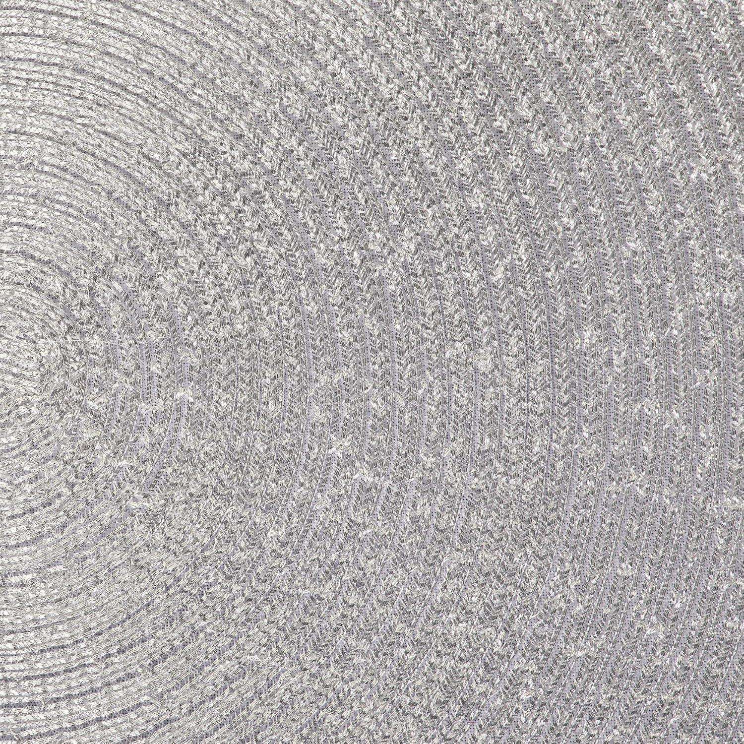 imageDII Woven Placemats Collection Metallic Round Placemat Set 15quot Champagne 4 PiecePlatinum Silver