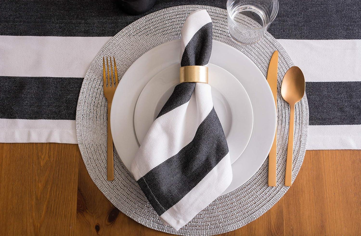 imageDII Woven Placemats Collection Metallic Round Placemat Set 15quot Champagne 4 PieceSilver