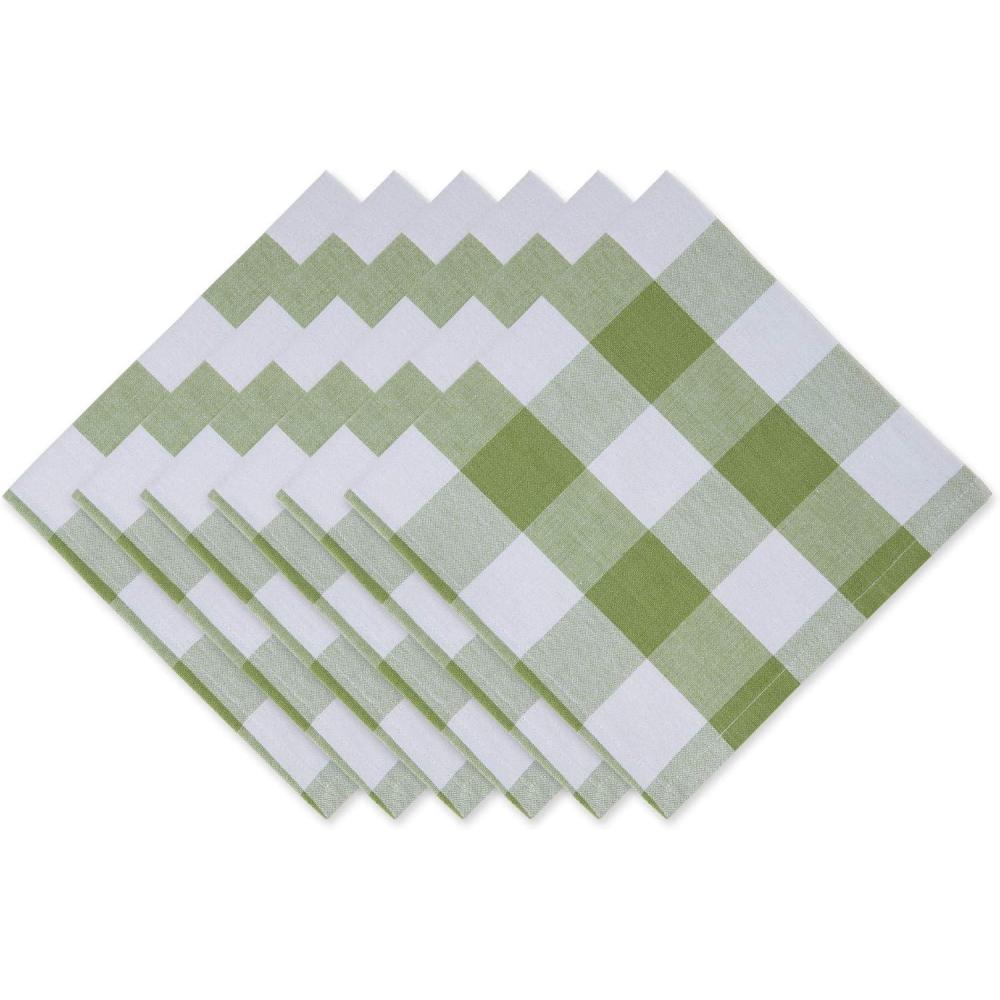 imageDII Buffalo Check Collection Classic Farmhouse Cloth Napkin Set 20x20 Black ampamp White 6 PieceAntique Green