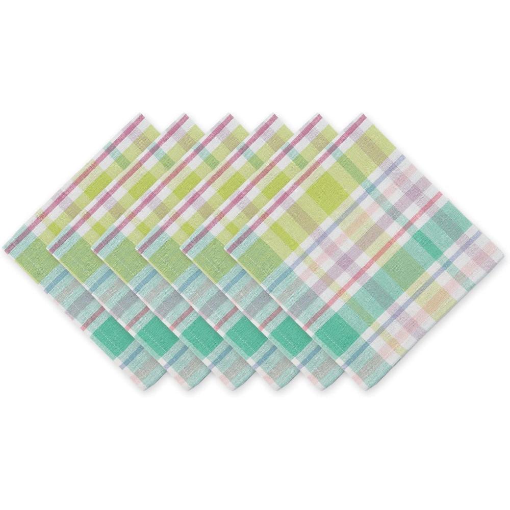 imageDII Cotton Plaid Napkin Set Machine Washable 20x20 Spring Time 6 CountSpring Time