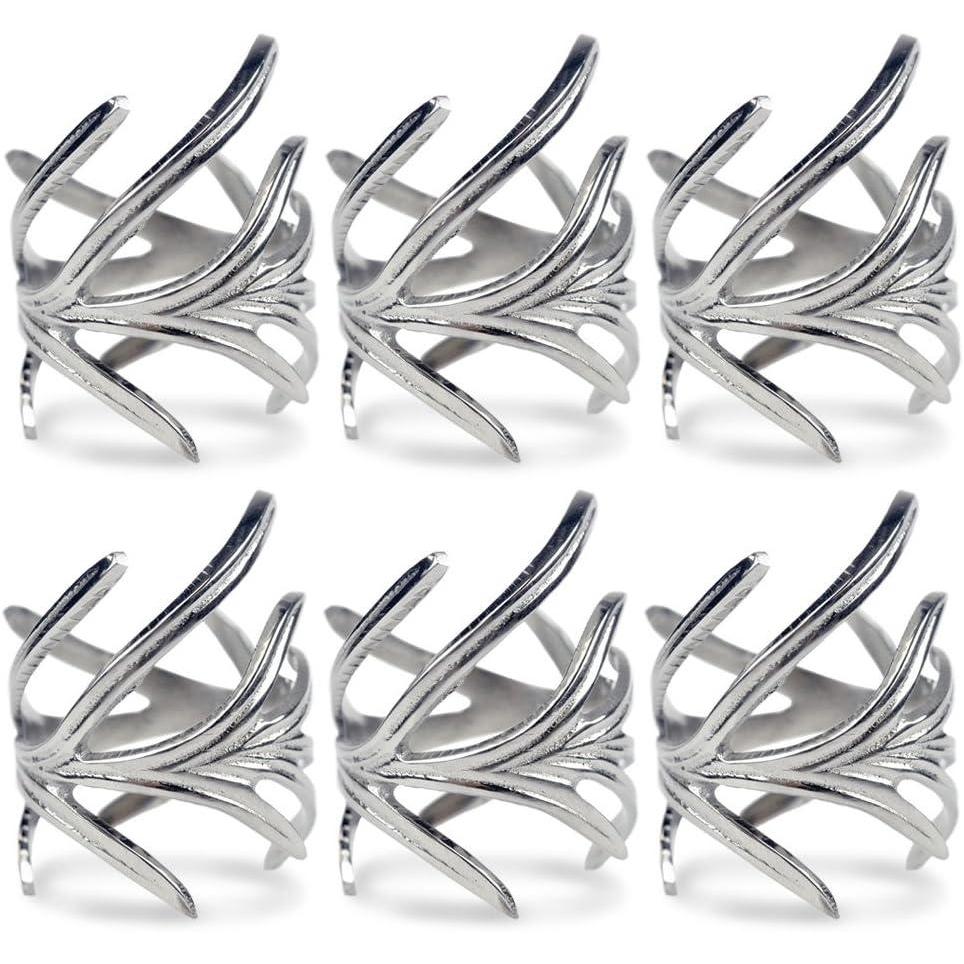 imageDII Decorative Assorted Silver Napkin Ring Set One Size Silver Textured Square 6 CountBranch