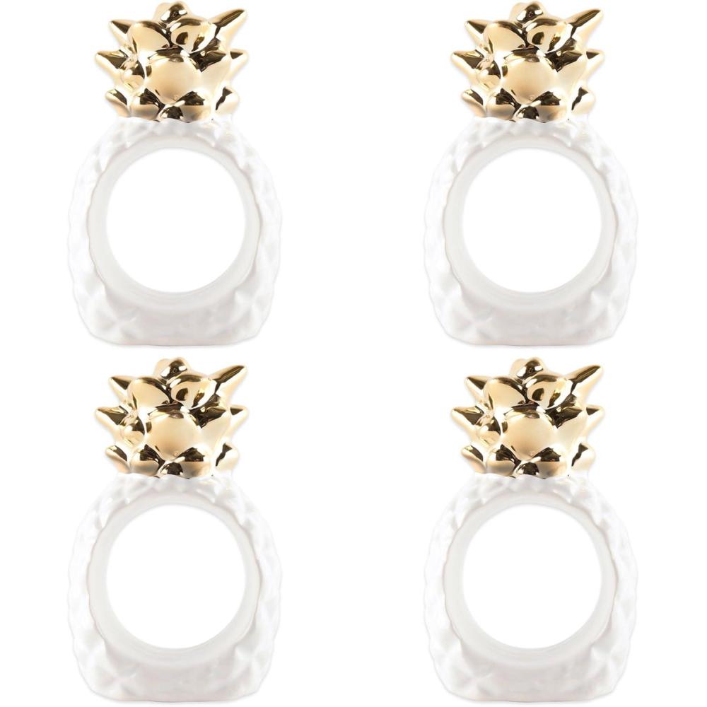 imageDII Decorative Unique Novelty Napkin Ring Set Gold Pineapple 6 CountGold Pineapple