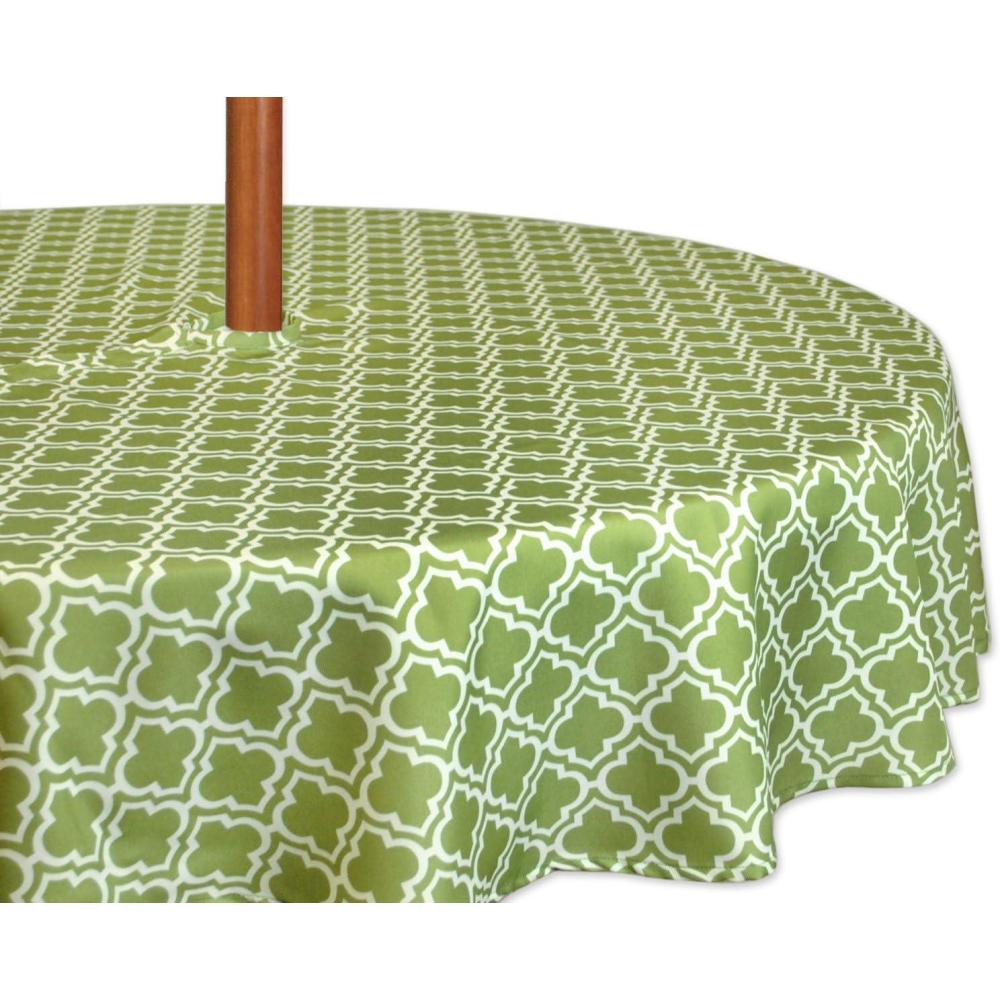 imageDII Green Lattice Outdoor Tabletop Collection Stain Resistant ampamp Waterproof 60quot Round wZipper Green60 in round wZipper