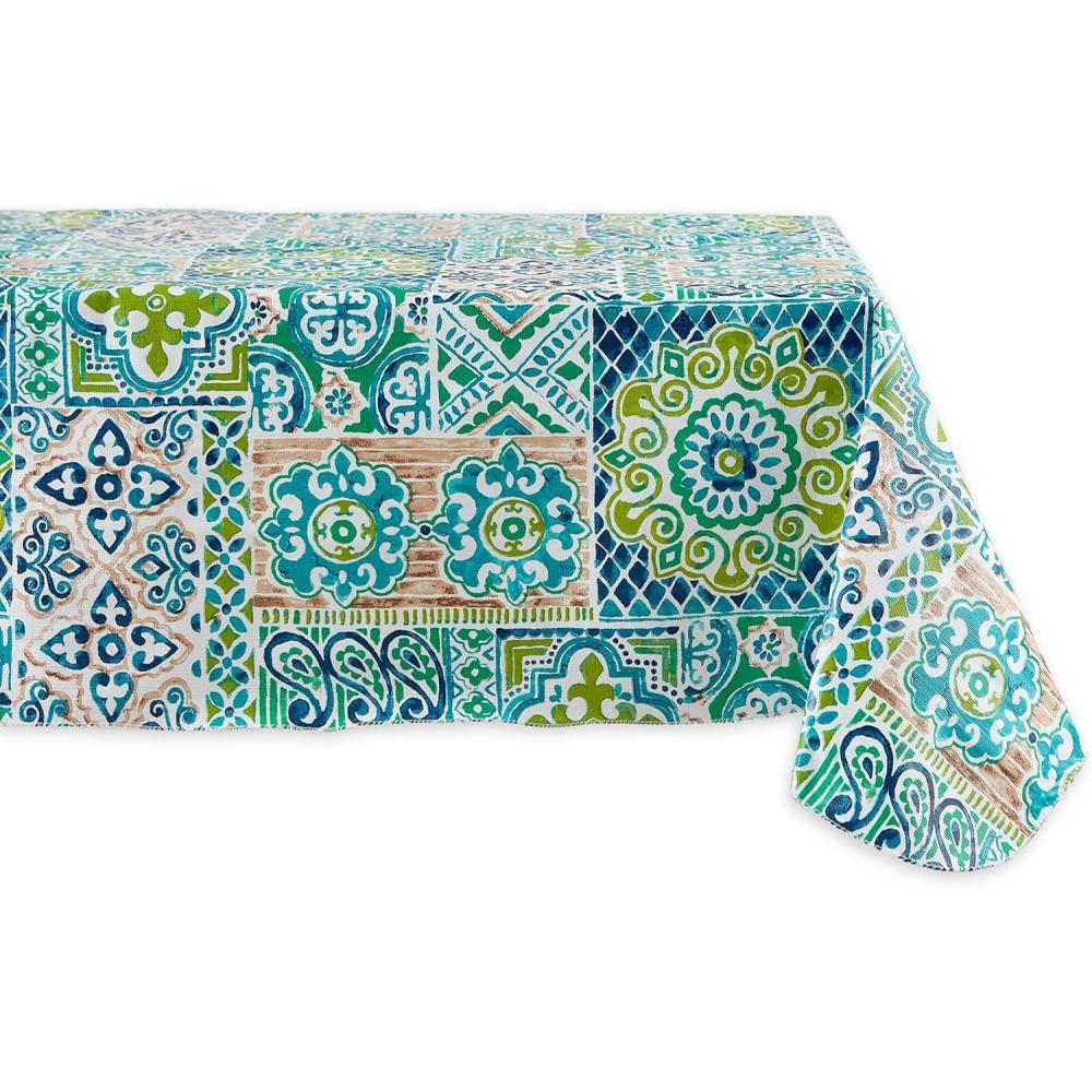 imageDII Spanish Tile Print Collection Vinyl MultiUse Flannel Backed Tablecloth Rectangle 60x84 Spanish TileSpanish Tile