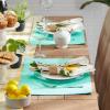 imageDII Basic Everyday Ribbed Tabletop 100 Cotton Placemat Set 13x19 White 6 PieceAqua