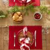 imageDII Basic Everyday Ribbed Tabletop 100 Cotton Placemat Set 13x19 White 6 PieceCardinal Red