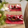 imageDII Basic Everyday Ribbed Tabletop 100 Cotton Placemat Set 13x19 White 6 PieceCardinal Red