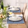 imageDII Basic Everyday Ribbed Tabletop 100 Cotton Placemat Set 13x19 White 6 PieceStonewash Blue