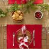 imageDII Basic Everyday Ribbed Tabletop 100 Cotton Placemat Set 13x19 White 6 PieceTango Red