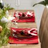 imageDII Basic Everyday Ribbed Tabletop 100 Cotton Placemat Set 13x19 White 6 PieceTango Red