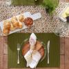 imageDII Basic Everyday Ribbed Tabletop 100 Cotton Placemat Set 13x19 White 6 PieceVineyard Green