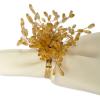 imageDII Christmas Thanksgiving Holiday Tabletop Dcor Collection Decorative Napkin Ring Holder Set 225quot Diameter Gold Vine 6 PieceGold Beaded Starburst