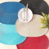 imageDII Classic Woven Tabletop Collection IndoorOutdoor Placemat Set Round 15quot Diameter White 6 PieceAqua