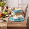 imageDII Classic Woven Tabletop Collection IndoorOutdoor Placemat Set Round 15quot Diameter White 6 PieceAqua