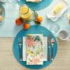 imageDII Classic Woven Tabletop Collection IndoorOutdoor Placemat Set Round 15quot Diameter White 6 PieceBaja Blue