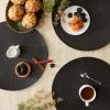 imageDII Classic Woven Tabletop Collection IndoorOutdoor Placemat Set Round 15quot Diameter White 6 PieceBlack