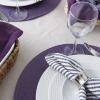 imageDII Classic Woven Tabletop Collection IndoorOutdoor Placemat Set Round 15quot Diameter White 6 PieceEggplant