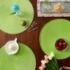 imageDII Classic Woven Tabletop Collection IndoorOutdoor Placemat Set Round 15quot Diameter White 6 PieceLime