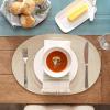 imageDII Classic Woven Tabletop Collection IndoorOutdoor Placemat Set Round 15quot Diameter White 6 PieceNatural