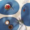 imageDII Classic Woven Tabletop Collection IndoorOutdoor Placemat Set Round 15quot Diameter White 6 PieceNautical Blue
