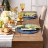 imageDII Classic Woven Tabletop Collection IndoorOutdoor Placemat Set Round 15quot Diameter White 6 PieceNautical Blue