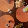 imageDII Classic Woven Tabletop Collection IndoorOutdoor Placemat Set Round 15quot Diameter White 6 PieceOrange