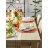 imageDII Classic Woven Tabletop Collection IndoorOutdoor Placemat Set Round 15quot Diameter White 6 PieceOrange