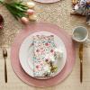 imageDII Classic Woven Tabletop Collection IndoorOutdoor Placemat Set Round 15quot Diameter White 6 PiecePink Sorbet
