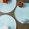 imageDII Classic Woven Tabletop Collection IndoorOutdoor Placemat Set Round 15quot Diameter White 6 PieceRobbins Egg Blue
