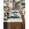 imageDII Classic Woven Tabletop Collection IndoorOutdoor Placemat Set Round 15quot Diameter White 6 PieceRobbins Egg Blue
