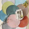 imageDII Classic Woven Tabletop Collection IndoorOutdoor Placemat Set Round 15quot Diameter White 6 PieceRobbins Egg Blue