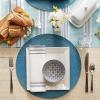 imageDII Classic Woven Tabletop Collection IndoorOutdoor Placemat Set Round 15quot Diameter White 6 PieceStorm Blue
