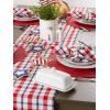 imageDII Classic Woven Tabletop Collection IndoorOutdoor Placemat Set Round 15quot Diameter White 6 PieceTango Red