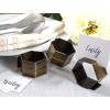 imageDII Decorative Geometric Napkin Ring Set Die Cut Square Silver 6 CountPlace Card Holder Brass